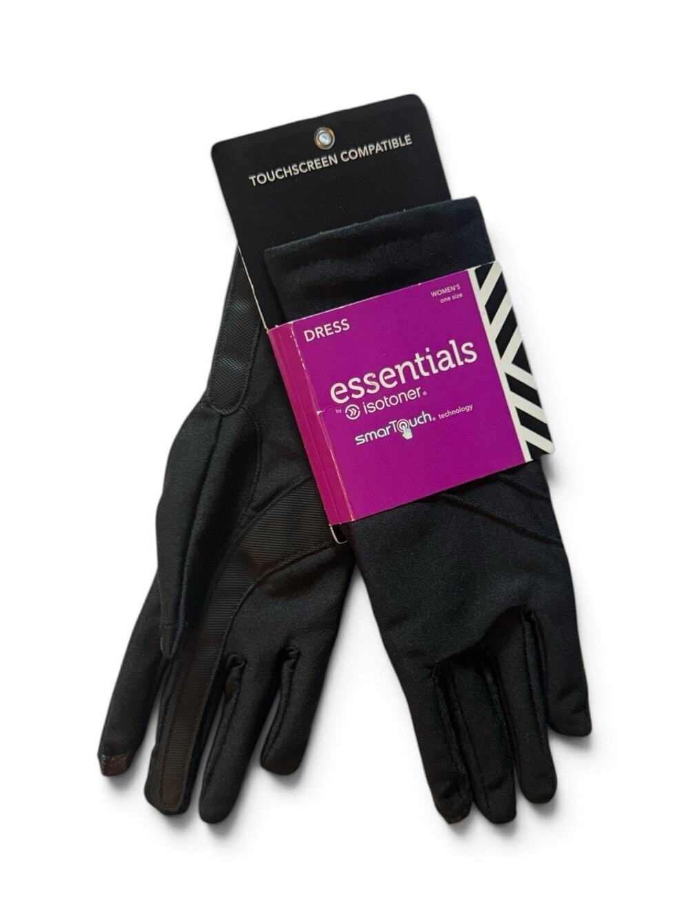 Vtg ISOTONER Essentials Dress Gloves SmartTouch SZ MD NWT Black Womens OSFM